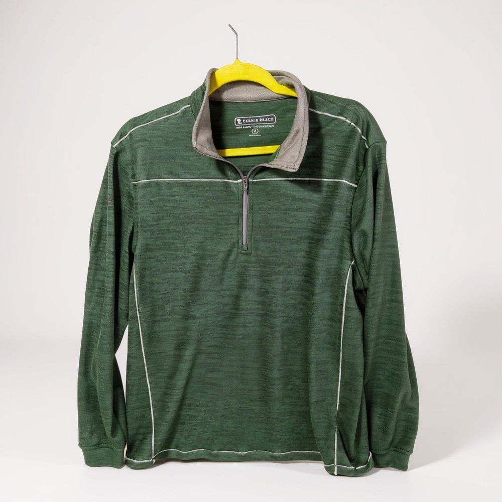 Pebble Beach Dry Luxe Performance Mens Green Quarter‎ Zip Pullover Shirt M